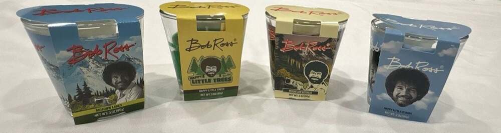 Bob Ross 4-Pack 3 oz Scented Glass Jar Candle Set